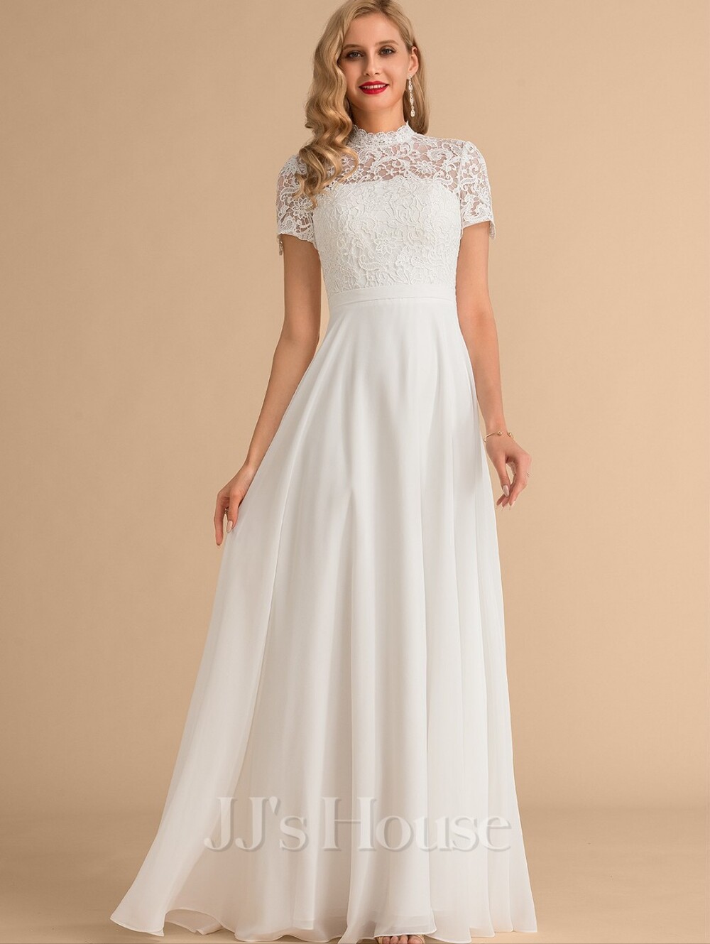 JJs House Ivory Lace Bodice A-Line Wedding Dress